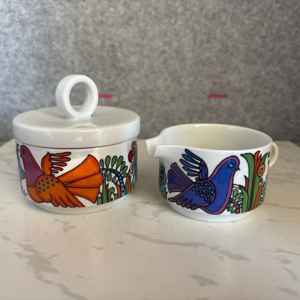 Villeroy and Boch Acapulco Cream and Sugar Set Mexican Folk Art Design Christine